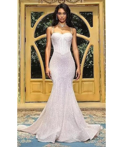 Women's Sparkly Sequin Prom Dresses Mermaid Long Spaghetti Straps Formal Evening Party Gowns Sage $32.44 Dresses