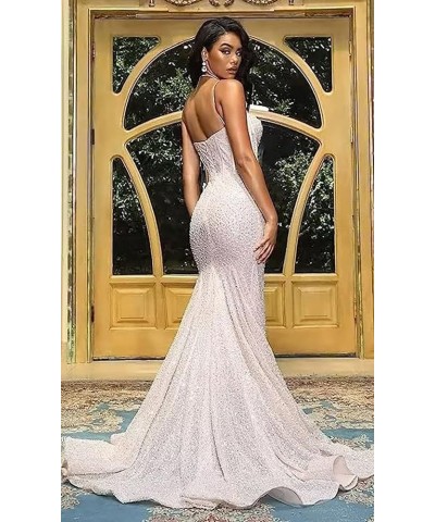 Women's Sparkly Sequin Prom Dresses Mermaid Long Spaghetti Straps Formal Evening Party Gowns Sage $32.44 Dresses