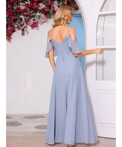 Women's Off The Shoulder Bridesmaid Dresses Long with Pockets A Line Pleated Chiffon Formal Dress with Slit Ivory $25.30 Dresses