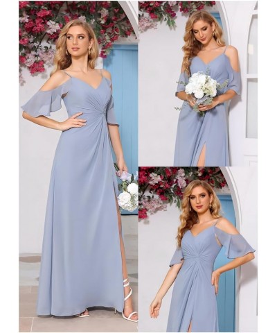 Women's Off The Shoulder Bridesmaid Dresses Long with Pockets A Line Pleated Chiffon Formal Dress with Slit Ivory $25.30 Dresses