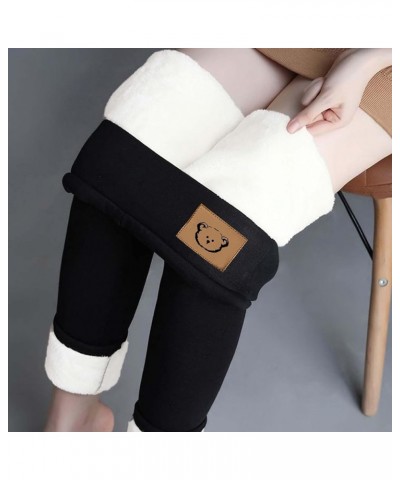 Thicken Lined Leggings for Women 2023 Winter Warm Elastic Thermal Legging Pants Sherpa Fleece Lined Tights Snow Pants 03 Blac...