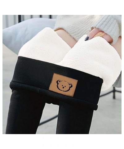 Thicken Lined Leggings for Women 2023 Winter Warm Elastic Thermal Legging Pants Sherpa Fleece Lined Tights Snow Pants 03 Blac...