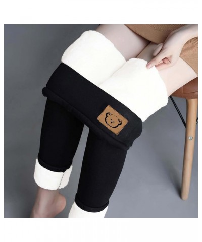 Thicken Lined Leggings for Women 2023 Winter Warm Elastic Thermal Legging Pants Sherpa Fleece Lined Tights Snow Pants 03 Blac...