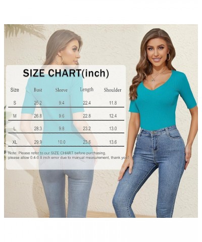 Women's Short Sleeve V Neck Ribbed Knit Pullover Slim Fit Basic T Shirt Tops Light Orchid $12.60 T-Shirts