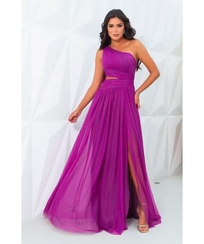 One Shoulder Bridesmaid Dresses for Women Long Chiffon Formal Evening Dress with Slit Taupe $23.32 Dresses