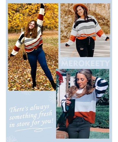 Women's Crew Neck Long Sleeve Color Block Knit Sweater Casual Pullover Jumper Tops K-wine $23.93 Sweaters