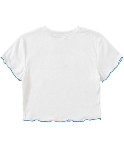 Women's Basic Crop Top Short Sleeve Round Neck Tee T-Shirt White-6 $10.75 T-Shirts