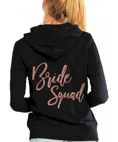 Bride, Bridal Party Zip Hoodie - Bride, Bridesmaid, Maid of Honor, Bride Squad - Bachelorette Party Hoodie Bride Squad - Rose...