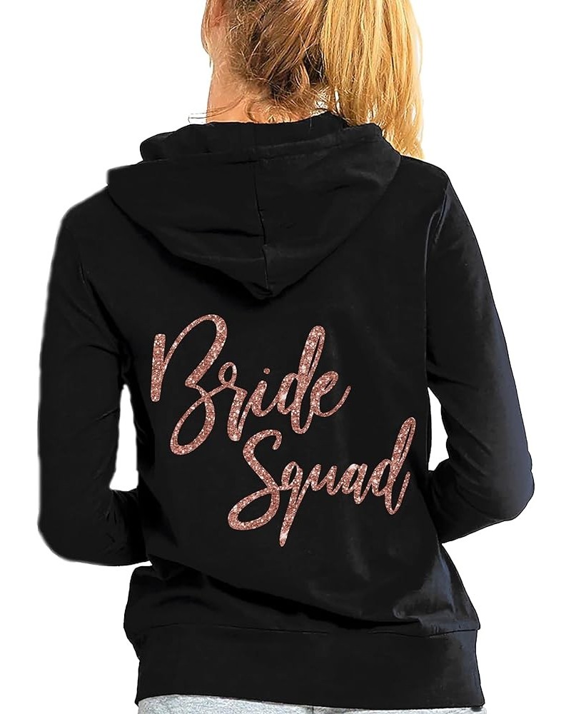 Bride, Bridal Party Zip Hoodie - Bride, Bridesmaid, Maid of Honor, Bride Squad - Bachelorette Party Hoodie Bride Squad - Rose...