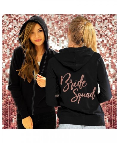 Bride, Bridal Party Zip Hoodie - Bride, Bridesmaid, Maid of Honor, Bride Squad - Bachelorette Party Hoodie Bride Squad - Rose...