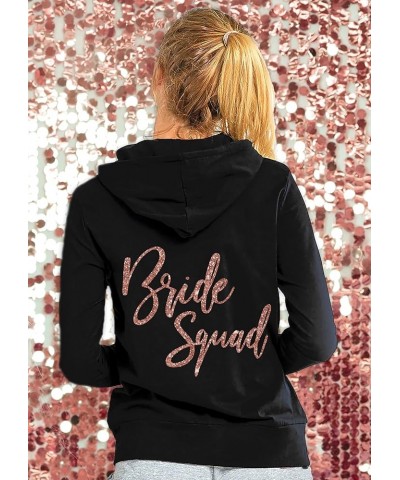 Bride, Bridal Party Zip Hoodie - Bride, Bridesmaid, Maid of Honor, Bride Squad - Bachelorette Party Hoodie Bride Squad - Rose...