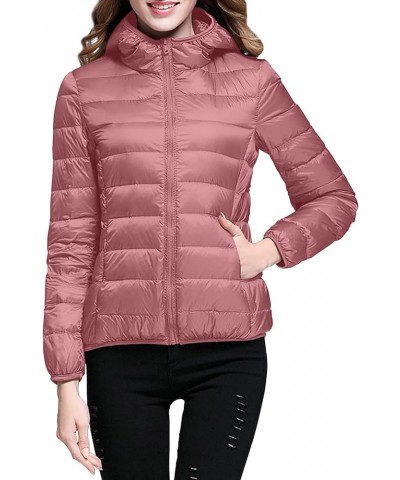 Winter Puffer Coats for Women Lightweight Puffer Jacket Packable Hooded Puffer Jacket Winter Zip Up Puffy Jackets Pink $10.19...