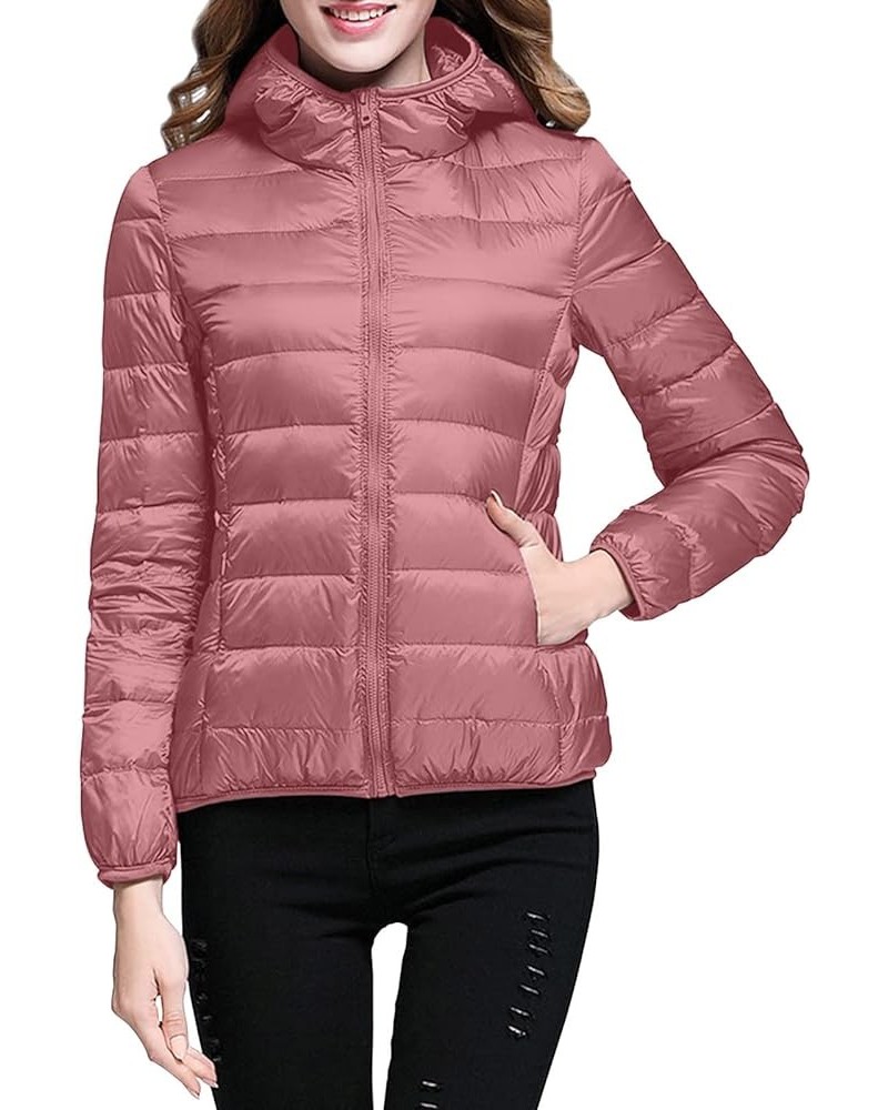 Winter Puffer Coats for Women Lightweight Puffer Jacket Packable Hooded Puffer Jacket Winter Zip Up Puffy Jackets Pink $10.19...