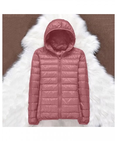 Winter Puffer Coats for Women Lightweight Puffer Jacket Packable Hooded Puffer Jacket Winter Zip Up Puffy Jackets Pink $10.19...