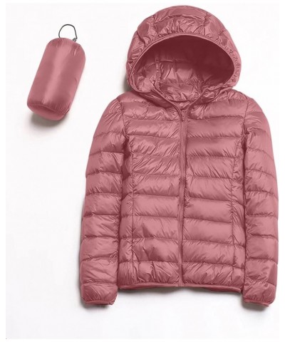 Winter Puffer Coats for Women Lightweight Puffer Jacket Packable Hooded Puffer Jacket Winter Zip Up Puffy Jackets Pink $10.19...