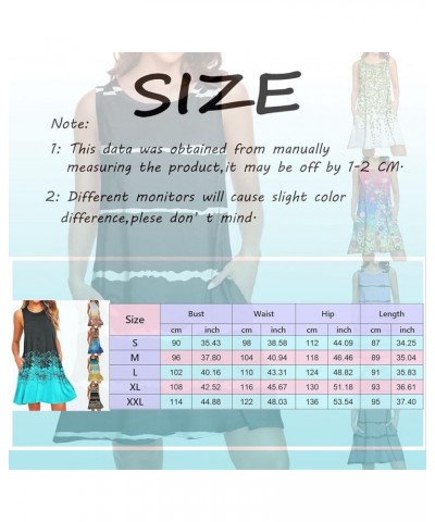 Summer Dresses for Women Beach Floral Tshirt Sundress Sleeveless Pockets Casual Loose Tank Dress Beach Mini Sundress Ss6-blue...