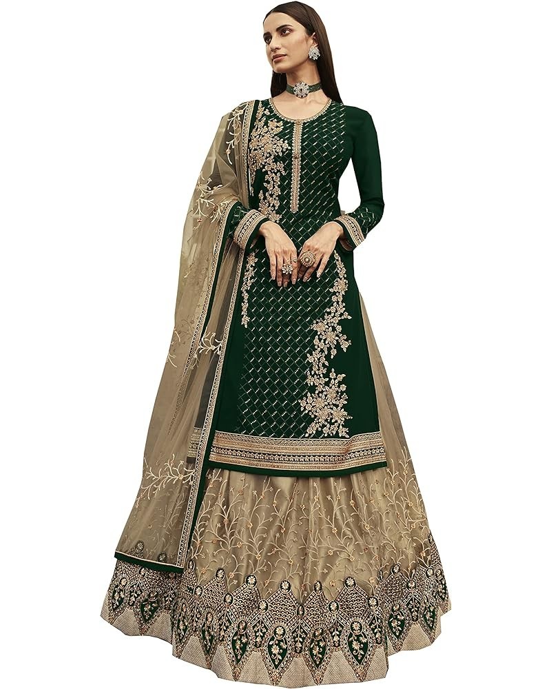 New Indian/Pakistani Eid Special Party/Ethnic wear Georgette Straight Ghagra Style Salwar for Womens LTT Green $41.40 Suits