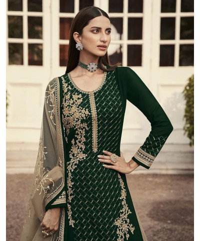 New Indian/Pakistani Eid Special Party/Ethnic wear Georgette Straight Ghagra Style Salwar for Womens LTT Green $41.40 Suits