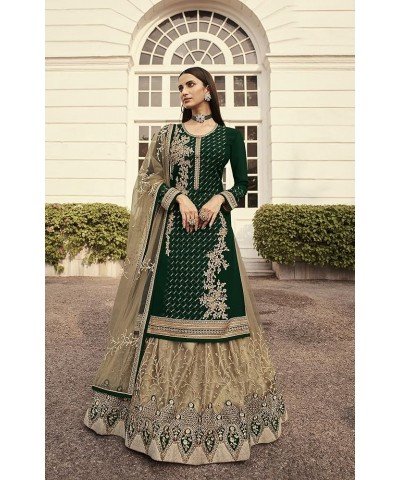 New Indian/Pakistani Eid Special Party/Ethnic wear Georgette Straight Ghagra Style Salwar for Womens LTT Green $41.40 Suits