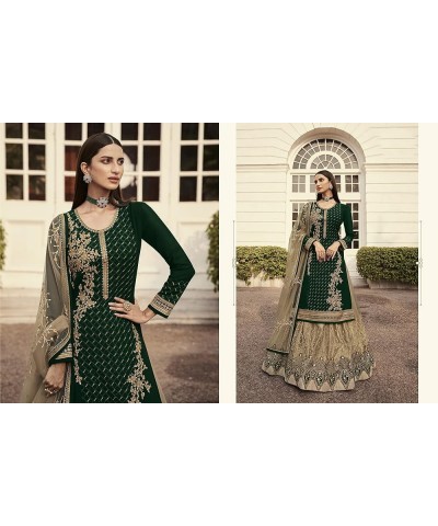 New Indian/Pakistani Eid Special Party/Ethnic wear Georgette Straight Ghagra Style Salwar for Womens LTT Green $41.40 Suits