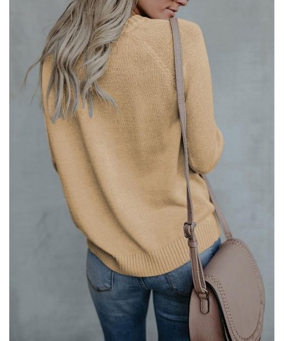 Women's Pullover Sweaters Long Sleeve Crewneck Front Ribbed Knitted Cute Heart Sweater 3032 Camel $16.77 Sweaters