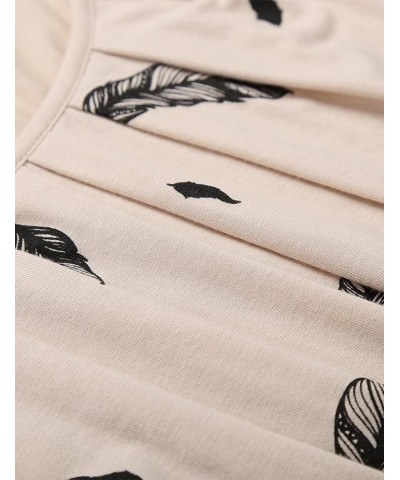 Women's Short Sleeve Summer Tops Scoop Neck Pleated Front Casual Tee T Shirt Apricot Feather $10.00 T-Shirts