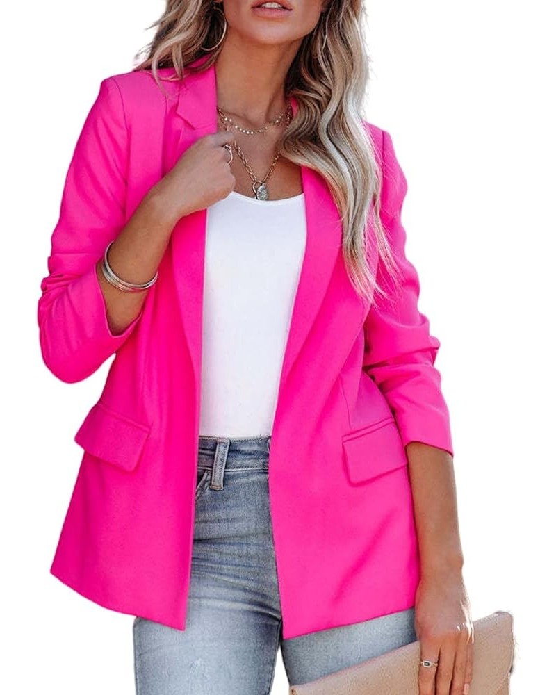 Blazers for Women Business Casual Suit Jacket Long Sleeve Work Office Blazer Jacket Lightweight Open Front Coat Hot Pink $11....