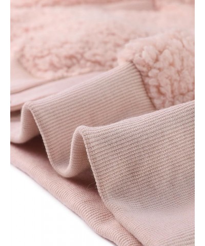 Women's Fleece Jacket Fuzzy Long Sleeve Coat Button Down Outerwear with Pockets Pink $19.03 Jackets