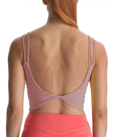 Women's Workout Sports Bras Fitness Padded Backless Yoga Crop Tank Top Twist Back Cami Woodrose $17.27 Lingerie