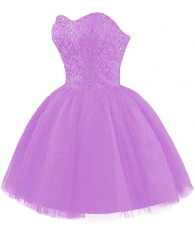 Strapless Short Tulle Homecoming Dresses for Teens Lace Prom Dresses for Women Beaded A Line Party Cocktail Dresses Lilac $34...