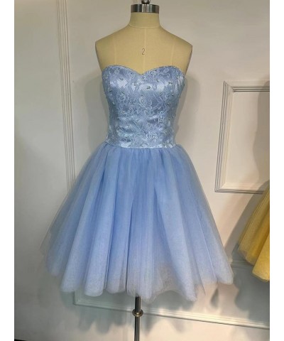 Strapless Short Tulle Homecoming Dresses for Teens Lace Prom Dresses for Women Beaded A Line Party Cocktail Dresses Lilac $34...