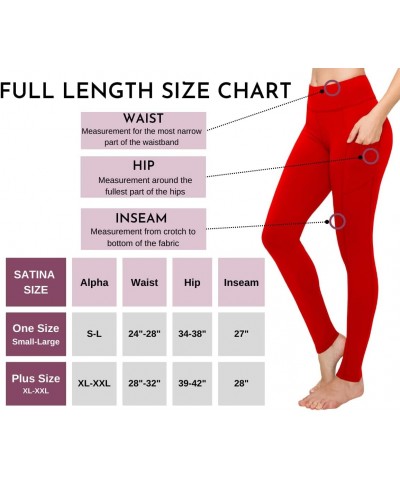 Womens High Waisted Leggings with Pockets -, Leggings for Regular & Plus Size Women, 3 Inch Waistband, Red, One Size $12.41 L...