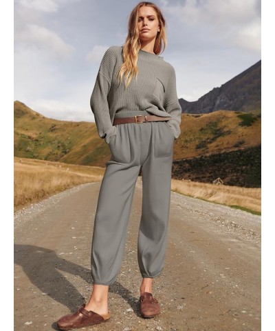 Women's 2 Piece Outfits Sweater Sets Knit Fall Pullover Tops Oversized Pants Casual Tracksuit Lounge Sets Light Grey $30.24 A...