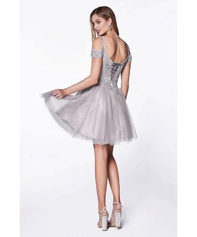 Glitter Lace Appliques Homecoming Dresses for Teens Cold Shoulder Tulle Prom Cocktail Party Gowns Dusty Rose $30.55 Dresses