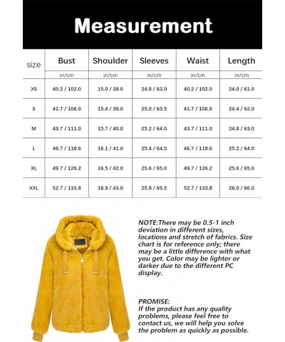 Women's Faux Fur Coat Spring Short Shearling Fuzzy Jacket Long Sleeve Outwear with Hood Yellow $23.10 Coats