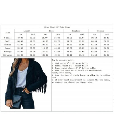 Women's Fashion Notched Collar Open-Front Fringed Performance Moto Faux Suede Leather Crop Jacket Coat Black $29.94 Coats