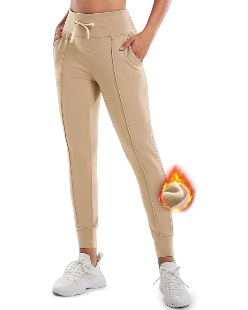 Fleece Lined Pants Women - Fleece Lined Sweatpants Women with Pockets High Waisted Thermal Joggers Winter Pants Khaki $12.50 ...