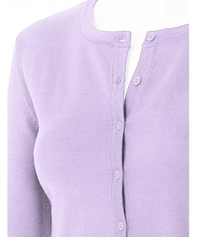 Women's 3/4 Sleeve Crew Neck Button Down Stretch Knit Cardigan Sweater (S-3XL) Jcd003_lilac $13.64 Sweaters