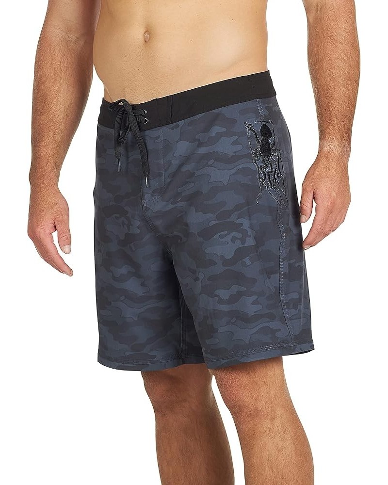 Men's 18"-19" 4-Way Stretch Boardshorts Swim Trunks Black/Grey $32.83 Shorts