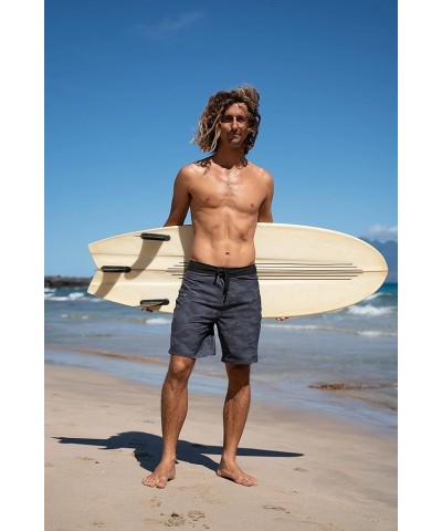 Men's 18"-19" 4-Way Stretch Boardshorts Swim Trunks Black/Grey $32.83 Shorts