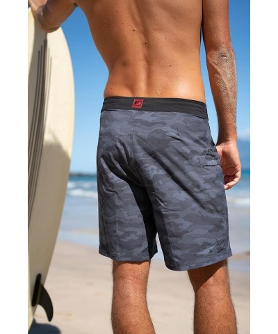 Men's 18"-19" 4-Way Stretch Boardshorts Swim Trunks Black/Grey $32.83 Shorts