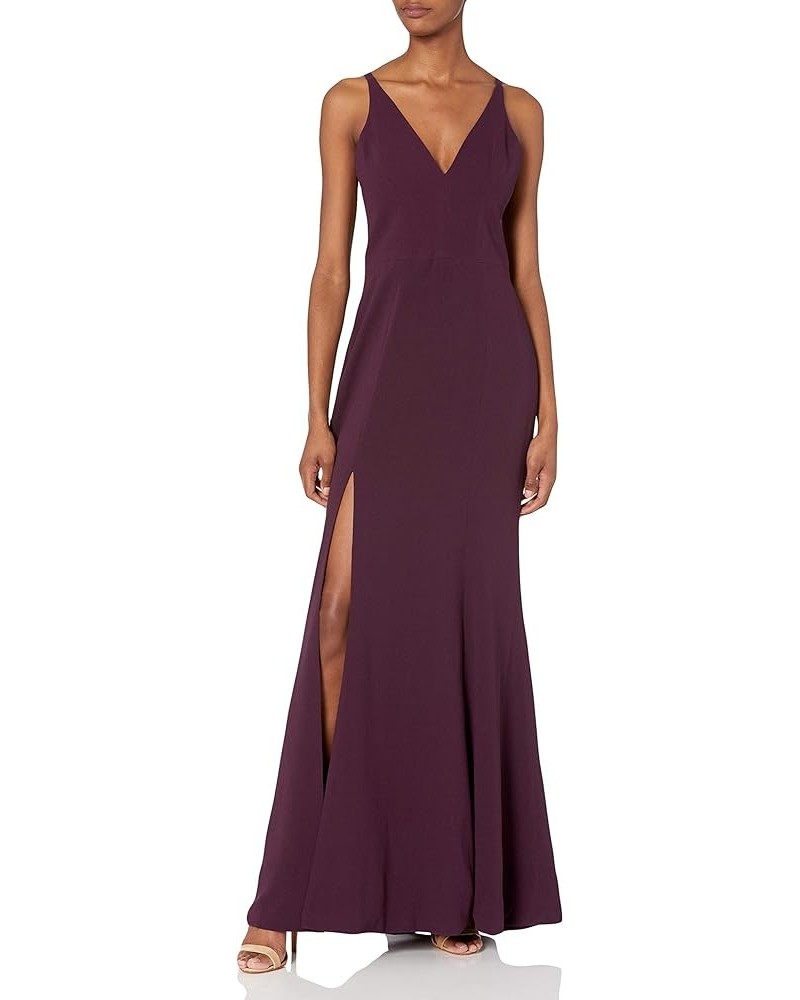 Women's Iris Crepe Side Slit Gown Plum $35.36 Dresses