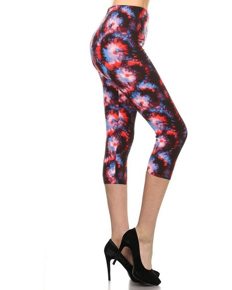 High Waisted Tie Dye & Fabric Print Leggings for Women - Reg, Plus, 1X3X, 3X5X Capri Afterglow $10.07 Leggings