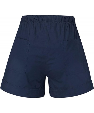 Shorts for Women Trendy Casual Drawstring Shorts 2024 Elastic Waist Shorts Beach Lightweight Shorts with Pockets Dark Blue $8...