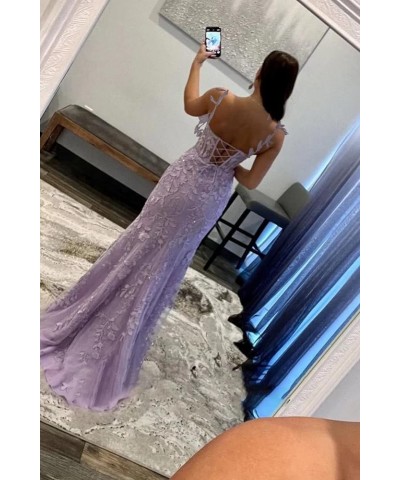 Women's Lace Mermaid Prom Dresses Long with Slit Mermaid Spaghetti Straps Backless Formal Evening Gowns YZTS099 Ivory $44.19 ...