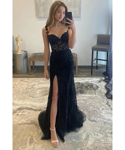 Women's Lace Mermaid Prom Dresses Long with Slit Mermaid Spaghetti Straps Backless Formal Evening Gowns YZTS099 Ivory $44.19 ...