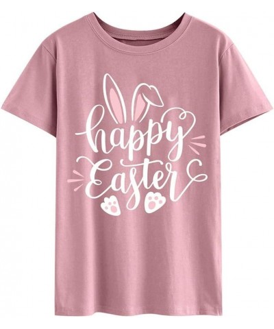 Easter Shirts for Women Short Sleeve Summer Tops Cute Bunny Rabbit Graphic Tees Easter Gift Loose Casual T Shirts 2024 Aa- Pi...