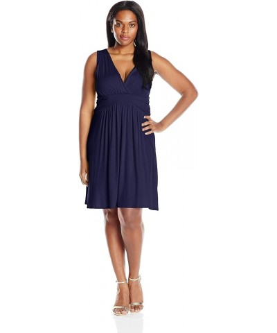 Women's Plus-Size Sleeveless Empire Waist Summer Sun Dress Navy $13.05 Dresses