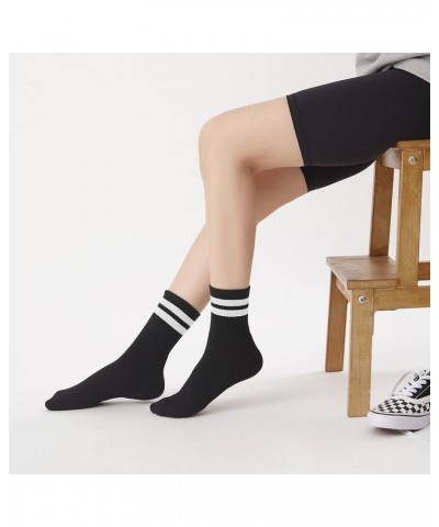 Cotton Cushioned Arch Support Training Gym Athletic Quarter Socks for Workout Tennis Basketball Golf Running Stripe Black-whi...