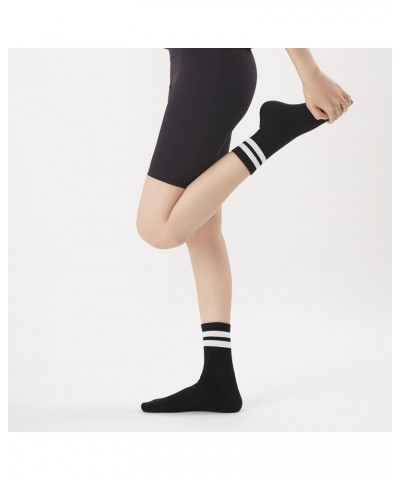 Cotton Cushioned Arch Support Training Gym Athletic Quarter Socks for Workout Tennis Basketball Golf Running Stripe Black-whi...